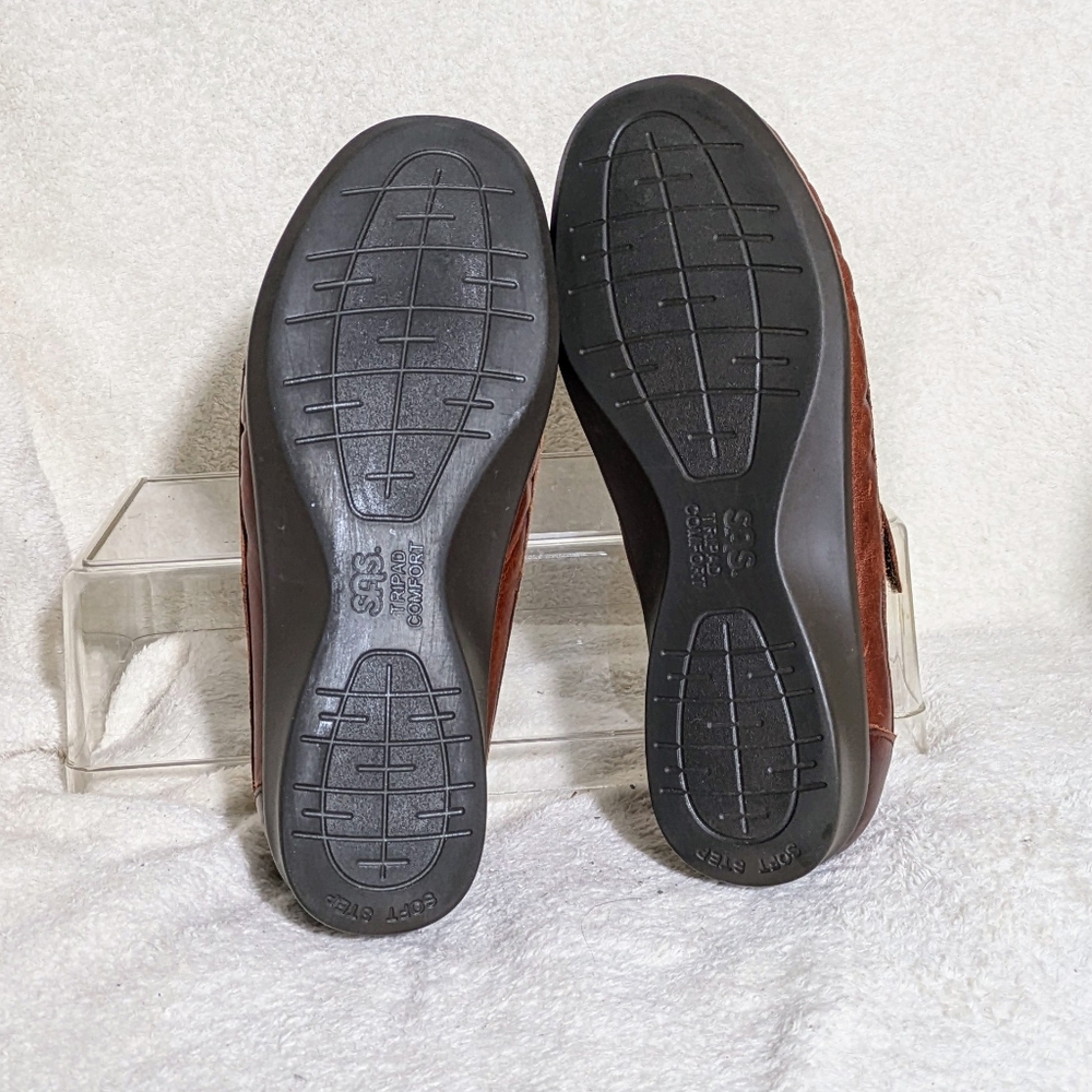 Women’s‎ SAS “Willow” Walnut T-Strap Leather Loafers, Comfortable, Sz 8WW - Picture 6 of 8